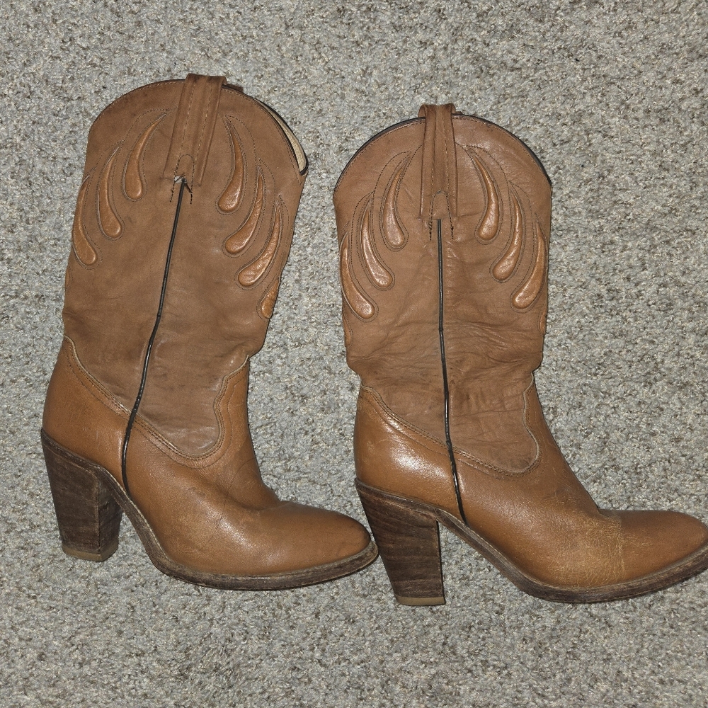 Frye Brown Leather Heeled Boots